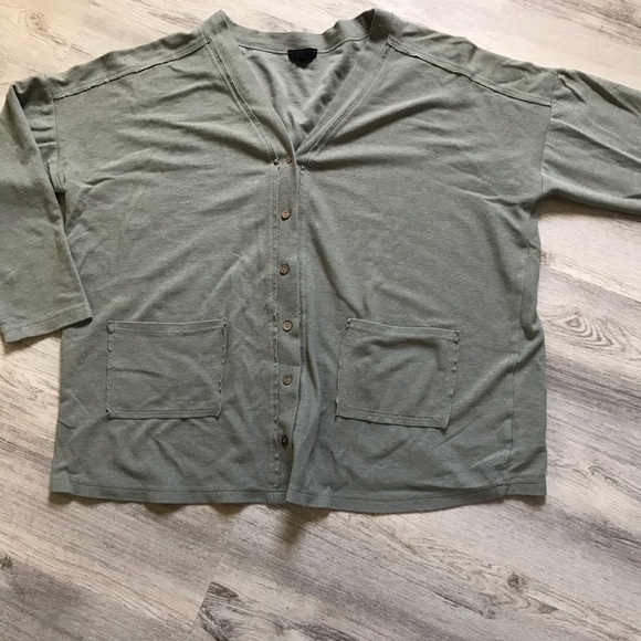 Heyson Sage Green French Terry Cloth Shorts Set Size 1XL Button Down Oversized - Picture 12 of 12